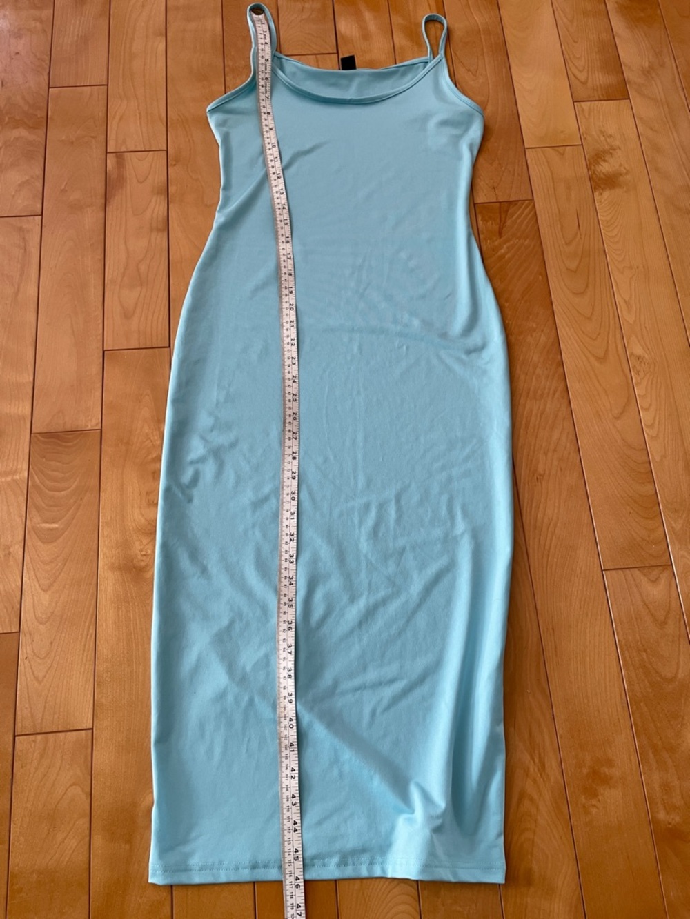 M -L Alluring Slim Slip Midi Dress in Blue Sky - Picture 4 of 5
